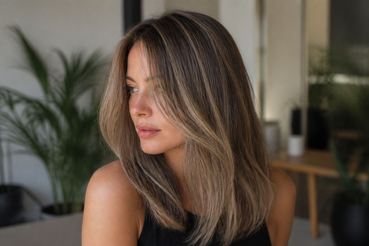 Cool summer hair colour with soft layers